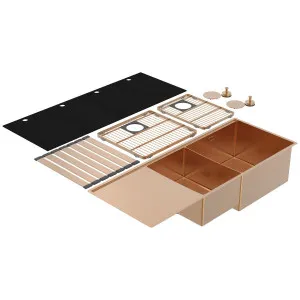 Abey Boutique Lugano Double Bowl Sink & Drainer Right - Artisan Copper STQ450DRCO by null, a Kitchen Sinks for sale on Style Sourcebook
