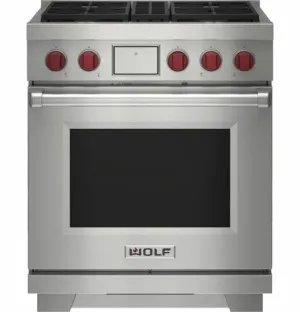 WOLF 76cm Freestanding Dual Fuel Oven/Stove with 4 Burners - LPG Gas ICBDF30450SPLPG by null, a Cooktops for sale on Style Sourcebook