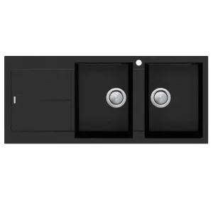 Oliveri Santorini Double Bowl Topmount Sink with Right Hand Drainer Black ST-BL1515-RHB by null, a Kitchen Sinks for sale on Style Sourcebook