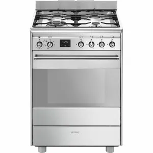 Smeg 60cm Dual Fuel Upright Stove Stainless Steel FS61XNG8-1 by null, a Cooktops for sale on Style Sourcebook