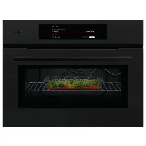 AEG 60cm 9000 Series Compact Built-In Combi-Microwave Oven with Grill - Matte Black NKK9A801T by null, a Ovens for sale on Style Sourcebook