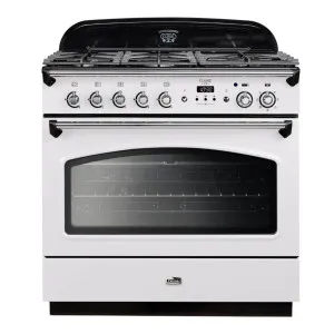 Falcon 90cm Classic FX Stone White-Chrome Dual Fuel Freestanding Oven CLA90FXDFWHCH by null, a Cooktops for sale on Style Sourcebook