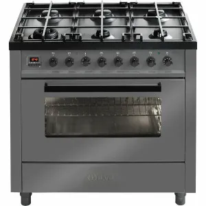 ILVE 90cm Grigio Lusso Freestanding Dual Fuel Oven/Stove L096WM3GRD by null, a Cooktops for sale on Style Sourcebook