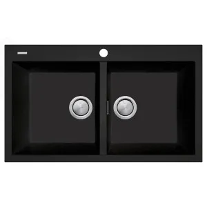 Oliveri Santorini Double Bowl Topmount Sink Matte Black ST-MB1564-OF by null, a Kitchen Sinks for sale on Style Sourcebook