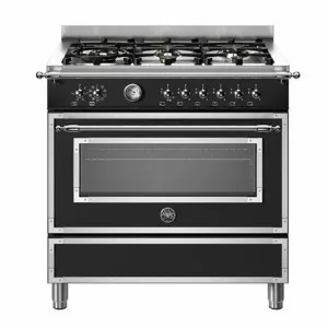 Bertazzoni 90cm Heritage Series Matte Black Dual Fuel Freestanding Oven HER96L1ENET by null, a Cooktops for sale on Style Sourcebook