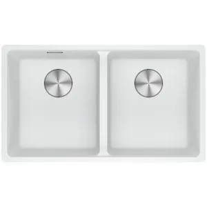 Franke Maris 350mm Double Bowl Undermount Sink with Extension Drainer Polar White MRG120-35PW-FPC by null, a Kitchen Sinks for sale on Style Sourcebook