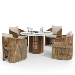 Vellora 4 Seater Wicker Outdoor Dining Set in Natural by Luxo Outdoors, a Tables for sale on Style Sourcebook
