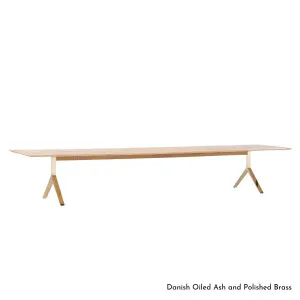 De La Espada Overton Table in Oak Timber with Brass Base 395QKB by De La Espada, a Dining Tables for sale on Style Sourcebook