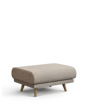 Karin footrest in beige chenille with solid beech wood legs 90 x 70 cm by null, a Ottomans for sale on Style Sourcebook