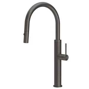 Gessi 316 Meccanica Gooseneck Pull Out Spray Mixer Tap Brushed Black 60024-707 by Gessi, a Kitchen Taps & Mixers for sale on Style Sourcebook