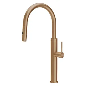Gessi 316 Smooth Gooseneck Pull Out Spray Mixer Tap Bronze 60022-726 by Gessi, a Kitchen Taps & Mixers for sale on Style Sourcebook