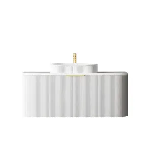 Bondi 1200mm Satin White Fluted Wall Hung Curve Vanity with Matte White Fluted Top by Otti Australia, a Vanities for sale on Style Sourcebook