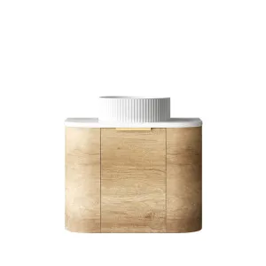 Bondi 600mm Natural Oak Wall Hung Curve Vanity with Matte White Top by Otti Australia, a Vanities for sale on Style Sourcebook