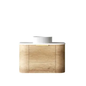 Bondi 750mm Natural Oak Wall Hung Curve Vanity with Pure White Top by Otti Australia, a Vanities for sale on Style Sourcebook