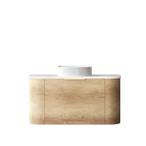 Bondi 900mm Natural Oak Wall Hung Curve Vanity with Cloudy Carrara Top by Otti Australia, a Vanities for sale on Style Sourcebook