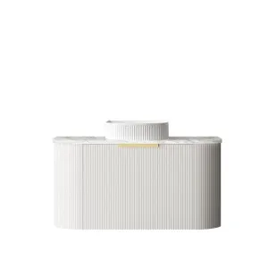 Bondi 900mm Satin White Fluted Wall Hung Curve Vanity with Cloudy Carrara Top by Otti Australia, a Vanities for sale on Style Sourcebook