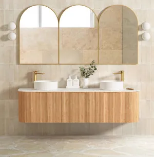 Bondi Fluted 1800mm Woodland Oak Curve Vanity with Pure White Top by Otti Australia, a Vanities for sale on Style Sourcebook