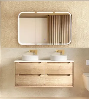 Byron 1200mm Natural Oak Wall Hung Cabinet Only Double Bowl by Otti Australia, a Vanities for sale on Style Sourcebook