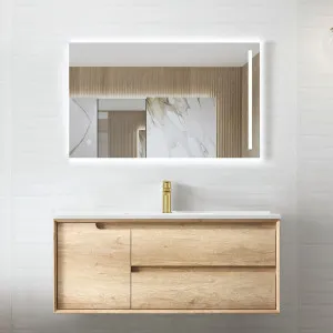 Byron 1200mm Natural Oak Wall Hung Vanity with Matte White Top Double Bowl by Otti Australia, a Vanities for sale on Style Sourcebook