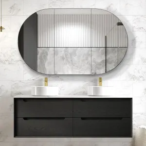 Byron 1500mm Black Oak Wall Hung Vanity with Undermount Natural Carrara Marble Top & Basin by Otti Australia, a Vanities for sale on Style Sourcebook
