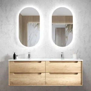 Byron 1500mm Natural Oak Wall Hung Vanity with Pure White Top by Otti Australia, a Vanities for sale on Style Sourcebook
