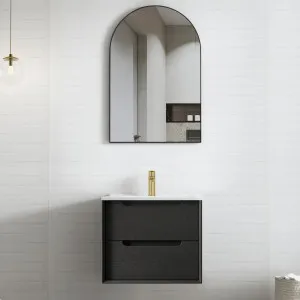 Byron 600mm Black Oak Wall Hung Vanity with Natural Carrara Marble Top by Otti Australia, a Vanities for sale on Style Sourcebook