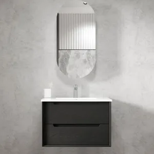 Byron 750mm Black Oak Wall Hung Vanity with Natural Carrara Marble Top by Otti Australia, a Vanities for sale on Style Sourcebook