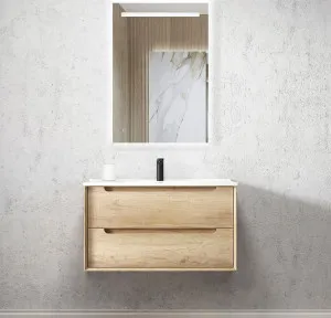 Byron 900mm Natural Oak Wall Hung Vanity with Ceramic Top by Otti Australia, a Vanities for sale on Style Sourcebook