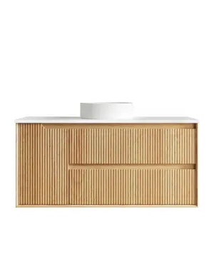 Byron Fluted 1200mm Woodland Oak Wall Hung Vanity with Matte White Top by Otti Australia, a Vanities for sale on Style Sourcebook