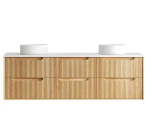 Byron Fluted 1800mm Woodland Oak Wall Hung Vanity with Matte White Top by Otti Australia, a Vanities for sale on Style Sourcebook