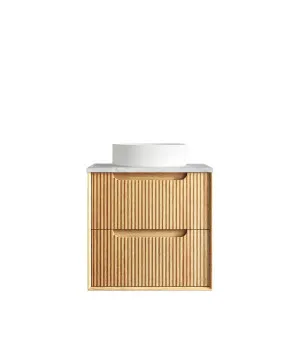 Byron Fluted 600mm Woodland Oak Wall Hung Vanity with Woodland Carrara Marble Top by Otti Australia, a Vanities for sale on Style Sourcebook