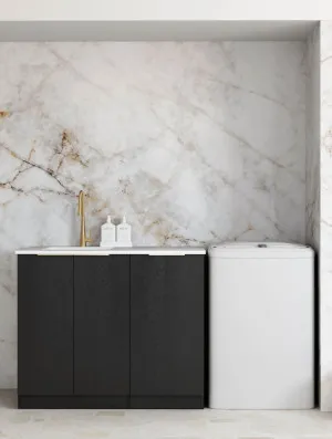 Byron/Bondi Black Oak Base Laundry Cabinet with 1060mm Matte White Top by Otti Australia, a Cabinetry for sale on Style Sourcebook