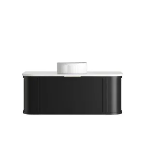 Hampshire 1200mm Satin Black Wall Hung Curve Vanity with Pure White Top by Otti Australia, a Vanities for sale on Style Sourcebook