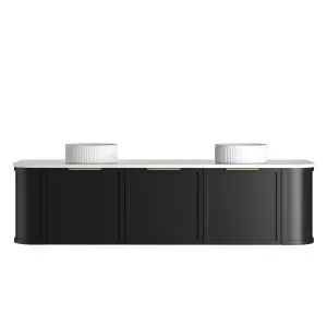 Hampshire 1800mm Satin Black Wall Hung Curve Vanity with Pure White Top by Otti Australia, a Vanities for sale on Style Sourcebook