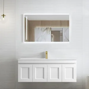 Hampton Mark II 1200mm Satin White Wall Hung Vanity with Ceramic Top by Otti Australia, a Vanities for sale on Style Sourcebook