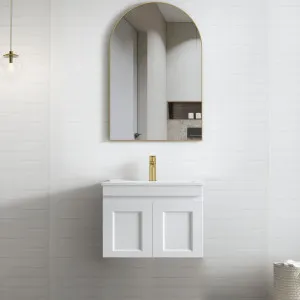 Hampton Mark II 600mm Satin White Wall Hung Vanity with Ceramic Top by Otti Australia, a Vanities for sale on Style Sourcebook
