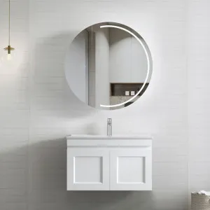Hampton Mark II 750mm Satin White Wall Hung Vanity With Cloudy Carrara Top by Otti Australia, a Vanities for sale on Style Sourcebook