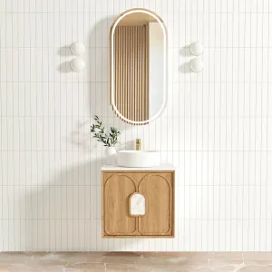 Laguna Mk II 600mm Natural Woodland Oak Wall Hung Vanity with Pure White Top by Otti Australia, a Vanities for sale on Style Sourcebook