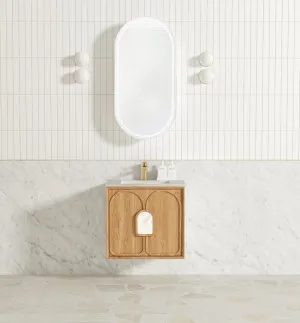 Laguna Mk II 600mm Natural Woodland Oak Wall Hung Vanity with Undermount Natural Carrara Marble Top & Basin by Otti Australia, a Vanities for sale on Style Sourcebook