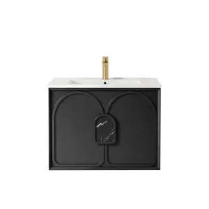 Laguna Mk II 750mm Black Oak Wall Hung Vanity with Cloudy Carrara Top by Otti Australia, a Vanities for sale on Style Sourcebook