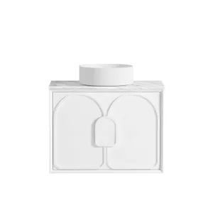 Laguna Mk II 750mm Matte White Wall Hung Vanity with Natural Carrara Marble Top by Otti Australia, a Vanities for sale on Style Sourcebook