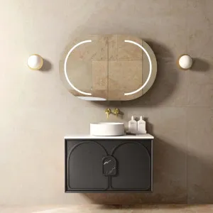 Laguna Mk II 900mm Black Oak Wall Hung Vanity with Pure White Top by Otti Australia, a Vanities for sale on Style Sourcebook