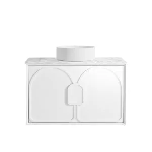 Laguna Mk II 900mm Matte White Wall Hung Vanity with Natural Carrara Marble Top by Otti Australia, a Vanities for sale on Style Sourcebook