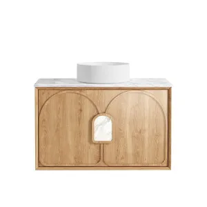 Laguna Mk II 900mm Natural Woodland Oak Wall Hung Vanity with Natural Carrara Marble Top by Otti Australia, a Vanities for sale on Style Sourcebook