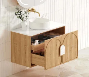 Laguna Mk II 900mm Natural Woodland Oak Wall Hung Vanity with Pure White Top by Otti Australia, a Vanities for sale on Style Sourcebook