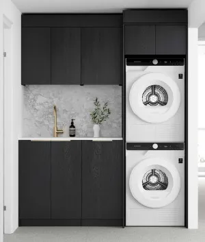 Laundry Kit 1715C Byron/Bondi Black Oak with Cloudy Carrara Top by Otti Australia, a Cabinetry for sale on Style Sourcebook