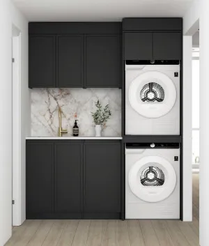 Laundry Kit 1715C Hampshire Black with Natural Carrara Marble Top by Otti Australia, a Cabinetry for sale on Style Sourcebook