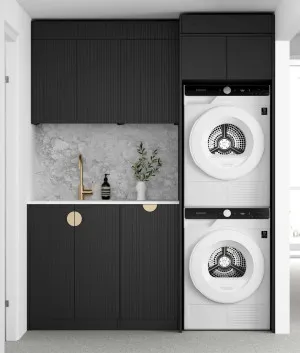 Laundry Kit 1715DR-C Byron/Bondi Black Oak with Pure White Top and 400 Drawer Unit by Otti Australia, a Cabinetry for sale on Style Sourcebook