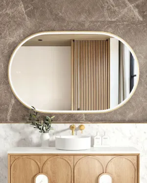 LED Noosa 1200x750 Gold Metal Frame Mirror by Otti Australia, a Mirrors for sale on Style Sourcebook