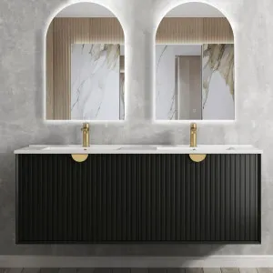 Marlo 1500mm Matte Black Wall Hung Vanity With Pure White Top by Otti Australia, a Vanities for sale on Style Sourcebook